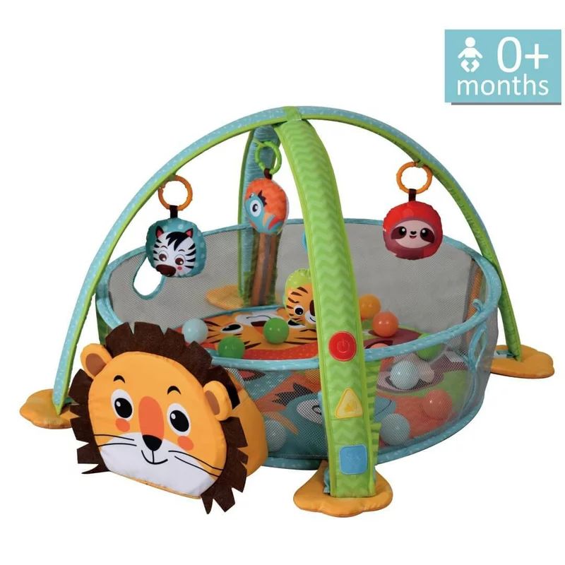 Covoras educational, Bebe Stars, Cu melodii si lumini, 30 de bile, Conform cu EN 71, Lion Gym