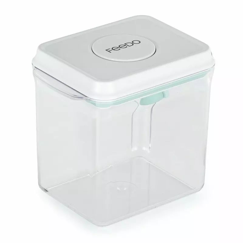 Recipient depozitare lapte praf, Feedo, 1700 ml, Capac etans, Din plastic, Fara BPA, Turcoaz