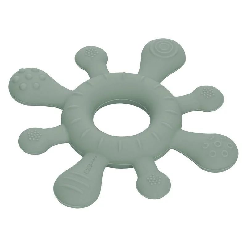 Inel de dentitie, FreeON, Pentru masajul gingiilor, Cu diverse texturi, Din silicon, Fara BPA, 3 luni+, Verde