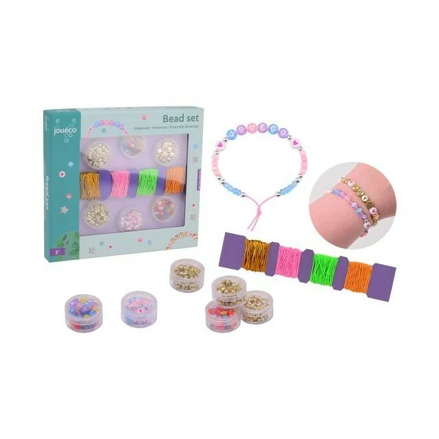Set creativ, Joueco, Margele pentru bratari, Saculet pentru depozitare inclus, Diferite forme si culori, 20 x 2 x 19, 6-16 ani, Multicolor