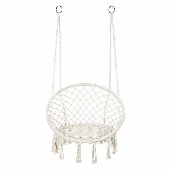Leagan suspendat Boho, Baby Mix, Pentru gradina si interior, Dimensiuni 80×60×120 cm, Sustinere pana la 125 kg, Bej