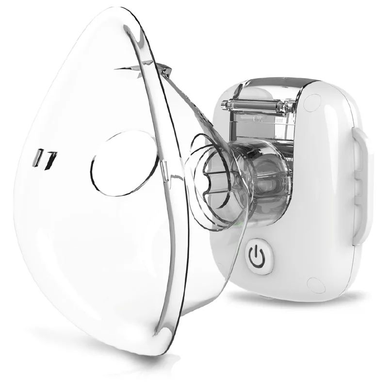 Aparat aerosoli copii, Lionelo, Nebi Air, Portabil, 2 masti incluse, Cu baterie incorporata, Autonomie de pana la 60 min., Cablu USB, >30 dB, Alb
