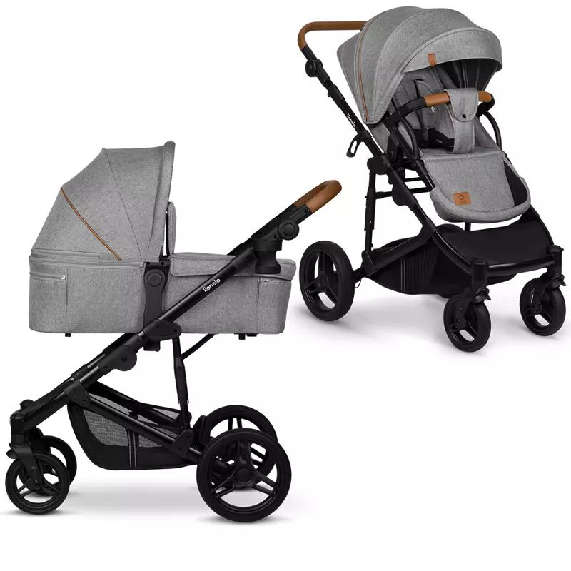 Carucior 2 in 1, Lionelo, Mari Tour, Cu landou individual si salteluta moale, Reversibil, Maner ajustabil, Plasa de tantari, Husa de picioare, Geanta parinti, 22 kg, Conform cu standardele europene de securitate EN1888 si EN1466, Gri
