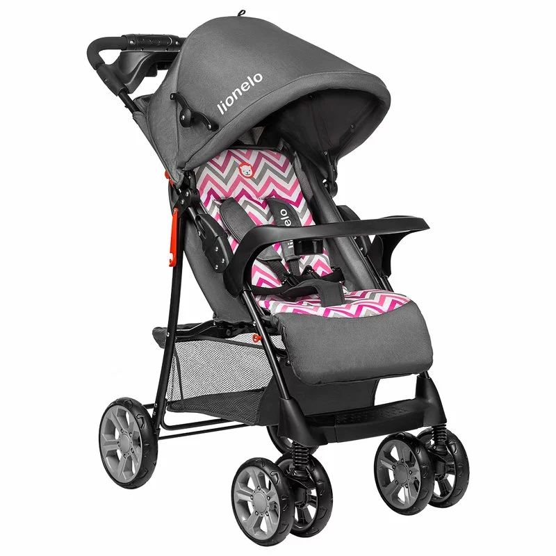 Carucior sport, Lionelo, Emma Plus, Cu tavita, 2 Suporturi pentru pahar, Geanta accesorii, Conform cu standardul european de securitate EN1888-1, Pink Scandi