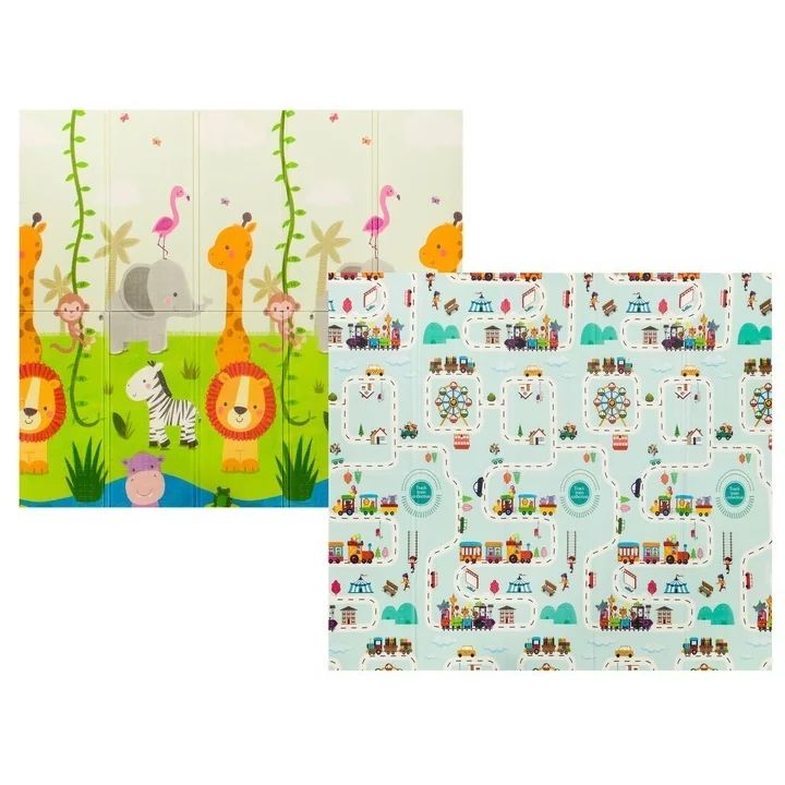 Covoras educativ, Lionelo, Robby, Pliabil, Impermeabil, Dimensiune mare, 200 x 180 cm, Cu Imprimeu pe ambele parti, Conform cu standardul european de securitate EN71, Multicolor