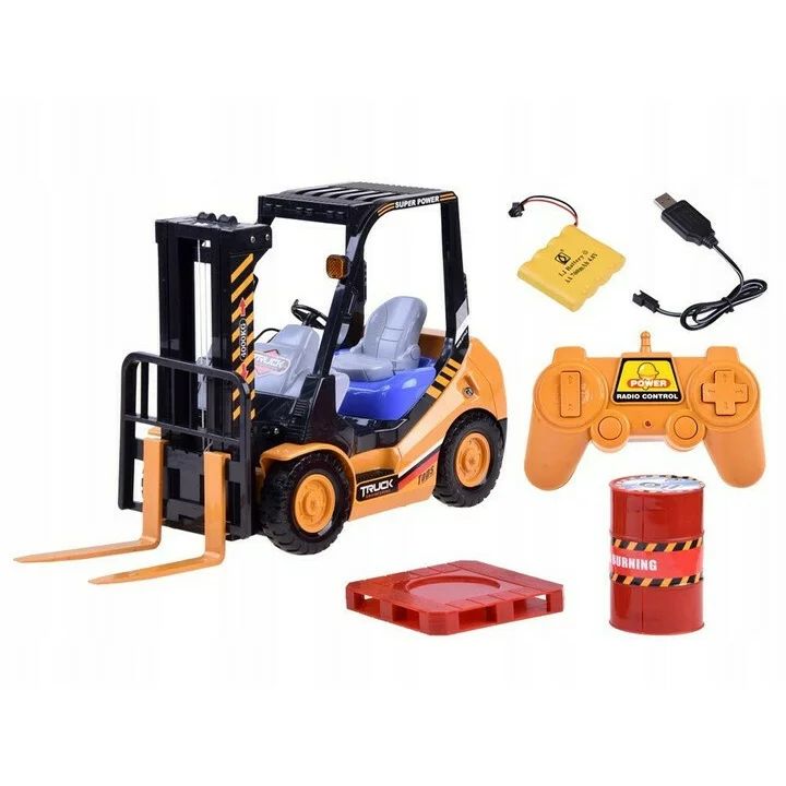 Stivuitor, Jokomisiada, Cu telecomanda, Cu accesorii, Include cablu USB, baterie, Dezvolta abilitatile motorii si senzoriale, 3 ani+, Orange