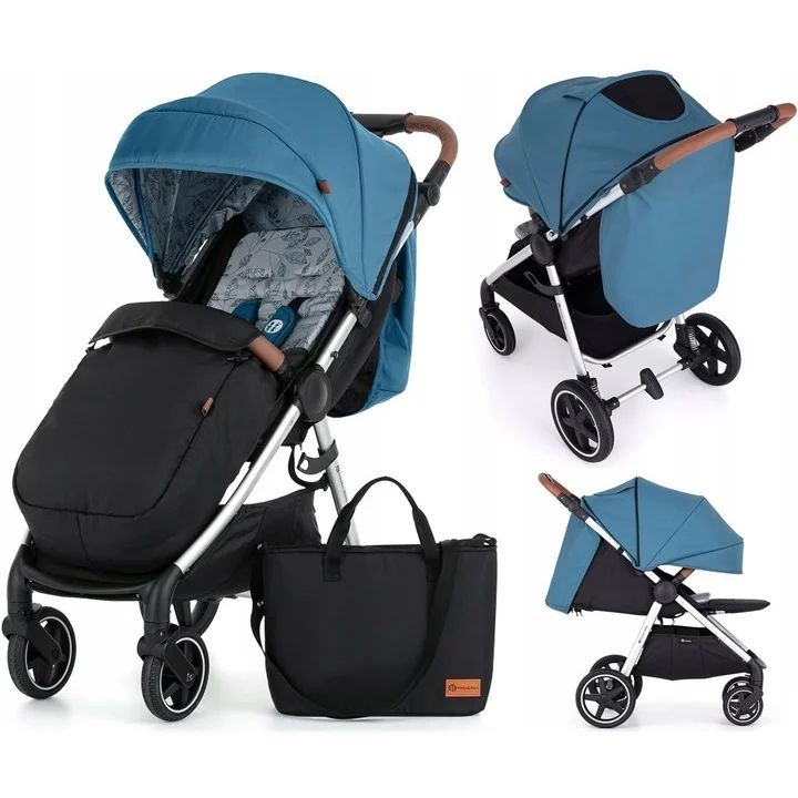 Carucior sport, Petite&Mars, Royal, Include husa pentru scaun, husa pentru picioare, geanta pentru scutece si capotina extensibila, Cu fereastra, Impermeabila, Cu SPF 50, Aluminiu, 0-22 kg, 111 x 57 x 86 cm, Ocean Blue