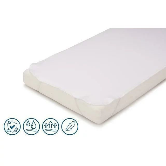 Protectie impermeabila, Petite&Mars, Pentru saltele de 120x60, Cu benzi elastice, Alb