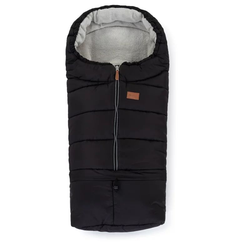 Sac de iarna, Petite&Mars, Jibot, Pentru carucior, landou sau scaun auto, 100x48 cm, Impermeabil, Cu elemente reflectorizante, Extensibil, 3 in 1, Black