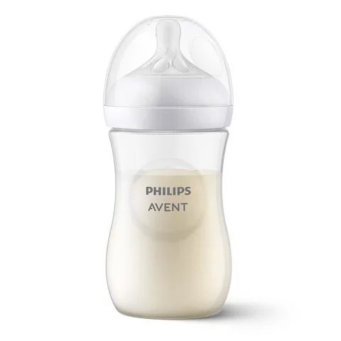 Biberon, Philips Avent, Natural Response, 3-6 luni, debit 3 (mediu), 260 ml, Fara BPA, Anticolici, Alb