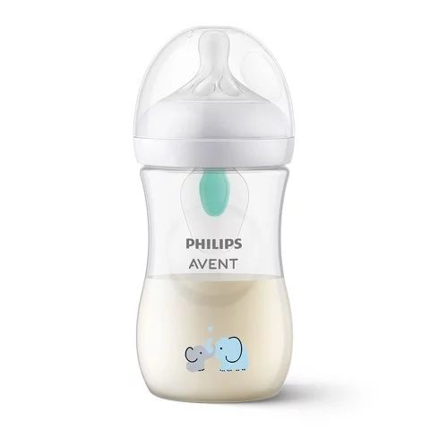 Biberon, Philips Avent, Natural Response, Cu supapa AirFree, 1 luni+, 260 ml, Fara BPA, Anticolici, Elefant