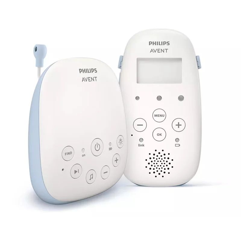 Interfon bebelusi, Philips Avent, Fara interferente, Cu lumina de veghe, Cu melodii, Cu tehnologie DECT, Pana la 24h capacitate de functionare, 0 luni+, Alb
