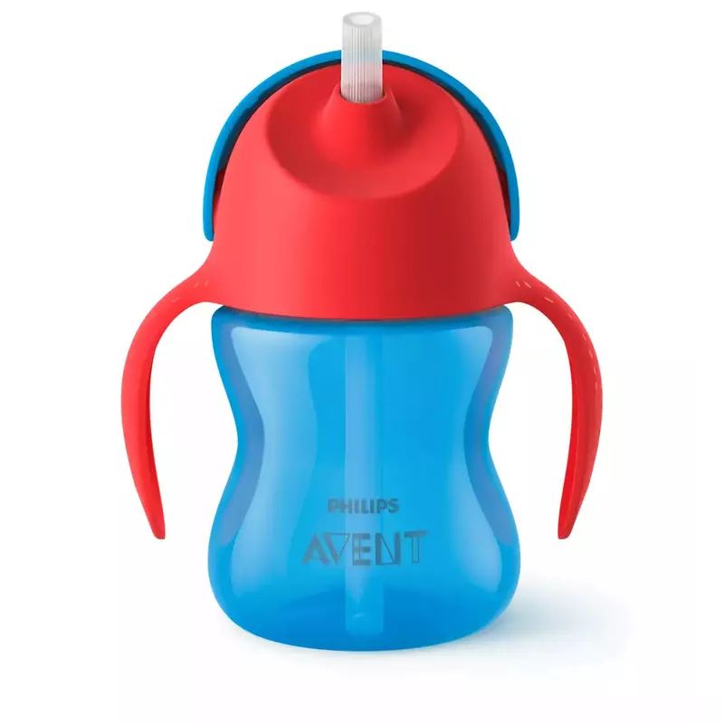 Canuta cu pai, Philips Avent, Cu supapa etansa, 200 ml, 9 luni+, Albastru