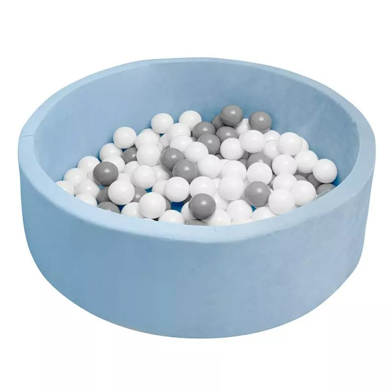 Piscina uscata, New Baby, Cu 150 de bile (Alb, gri), Din tesatura fina cu certificare Oeko-Tex Standard 100, Dimensiune 83 x 83 x 30 cm, Blue