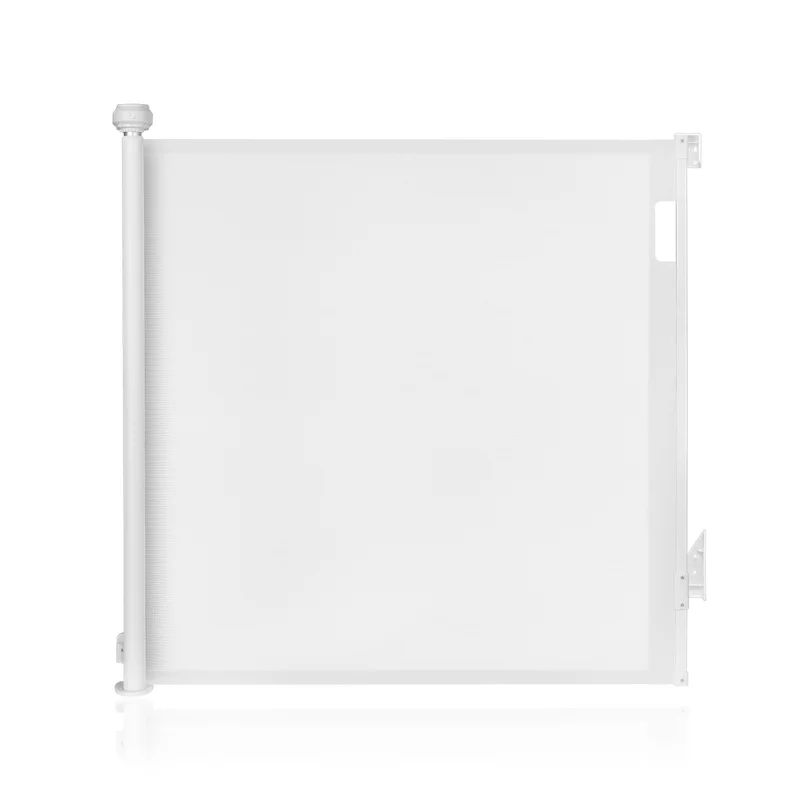 Poarta de siguranta, Lionelo, Thea, Textila, Ofera vizibilitate, Retractabila, Mecanism dublu de blocare, Montaj universal, 95x140 cm, Conform cu standardul european de securitate EN1930, Alb