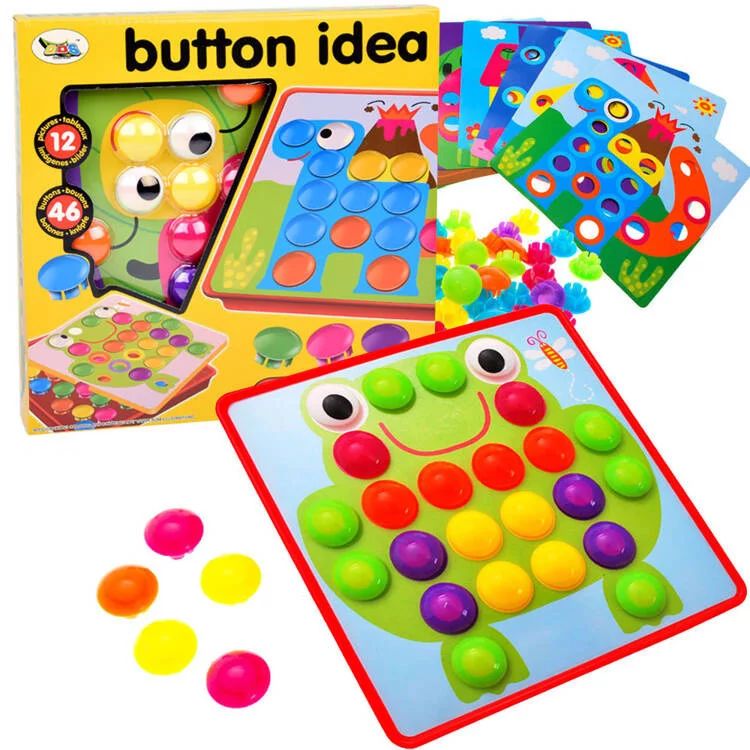 Puzzle creativ Montessori, Mozaic buttons, Multicolor