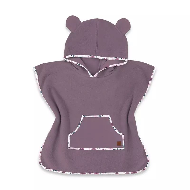Poncho baie, Qmini, Cu gluga, buzunar si urechi, Materiale certificate Oeko Tex Standard 100, 4 - 7 ani, Heather