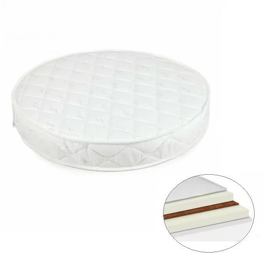 Saltea pentru patut copii, Waldin, Cocos, potrivita pentru Patut Evolutiv 7in1 Oval, Mini, 73 x 73 x 10 cm