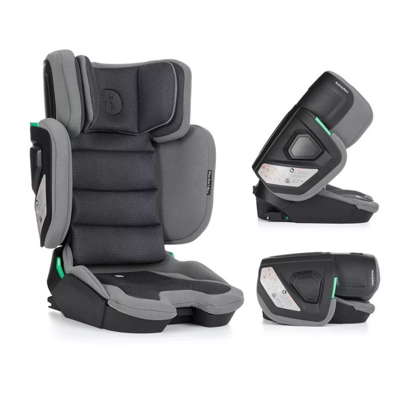 Scaun auto, Petite&Mars, Flex Pro i-Size, Orientare in directia sensului de mers, Tetiera reglabila in 8 pozitii, cu Isofix, Pliabil, R129, 100-150 cm, 3-12 ani, Gri