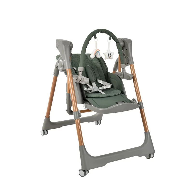 Scaun de masa 2 in 1, Bebe Stars, Serenna, Poate fi utilizat ca si leagan pentru copii, Cu telecomanda, Conform cu EN12790-1,2:2023, EN71-3:2019+A1:2021, EN14988:2017+A2:2024, Green