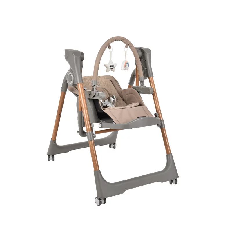 Scaun de masa 2 in 1, Bebe Stars, Serenna, Poate fi utilizat ca si leagan pentru copii, Cu telecomanda, Conform cu EN12790-1,2:2023, EN71-3:2019+A1:2021, EN14988:2017+A2:2024, Mocha