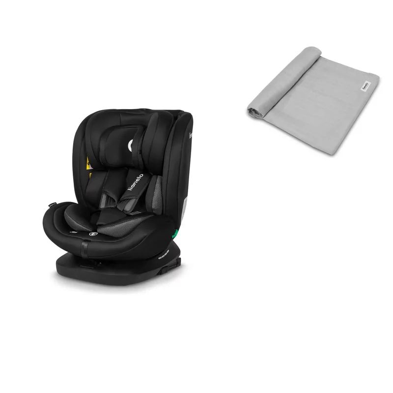Set Scaun auto, Lionelo, Bastiaan i-Size, 40-150 cm, ECE R129/03, Negru + Muselina, Multifunctionala, 120x120 cm, Gri