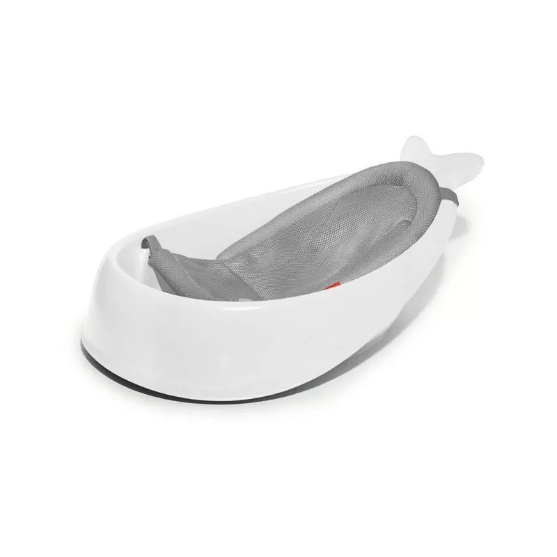 Cadita inteligenta, Skip Hop, Multifunctionala, Cu suport detasabil, Pentru 3 etape de crestere, 2 doua pozitii ergonomice, Antiderapanta, Fara PVC si ftalati, 0 luni+, 70 x 48 x 29 cm, Alb/Gri