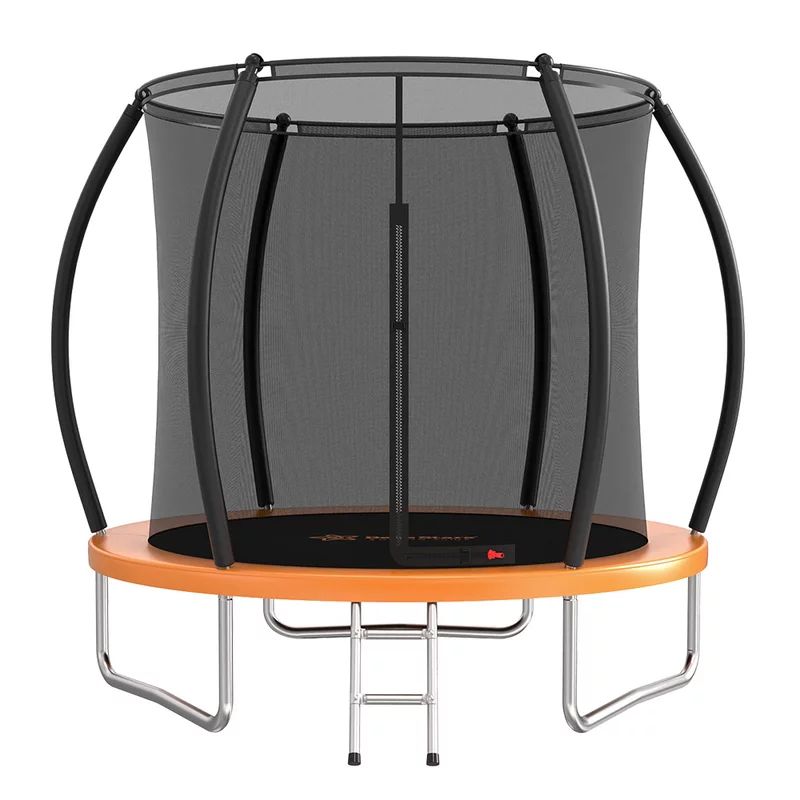 Trambulina, Bebe Stars, Pentru copii, 245 cm, Cu plasa interioara si scara, Cadru galvanizat, 3 ani+, Conform cu EN 71-14:2018 CE, Negru