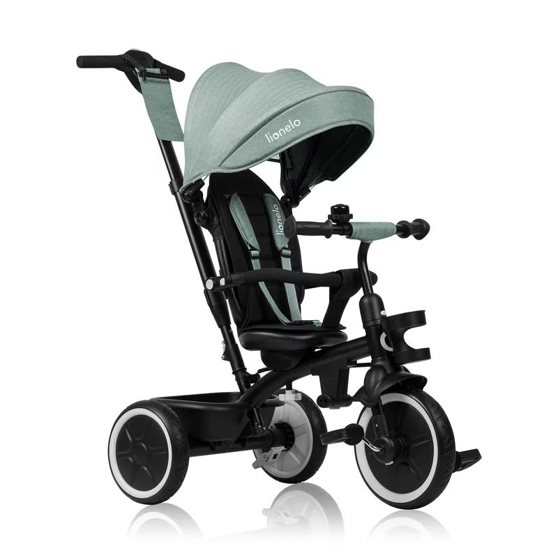 Tricicleta copii, Lionelo, Berry, 2 in 1, Multifunctionala, Suport picioare, Control al directiei, Scaun reversibil, Rotire 360 grade, Functie de roata libera, Utilizare pana la 5 ani, Constructie din otel, Conform cu standardul EN71, Verde