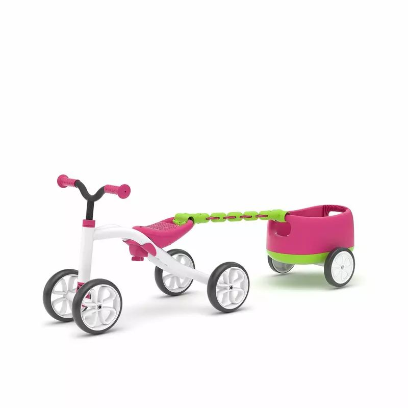 Tricicleta copii, Chillafish, RideOn Quadie, Usoara cu remorca, Cu sa reglabila, Cu mic compartiment in sa, 3.8 Kg, Pentru 1 - 3 ani, Pink