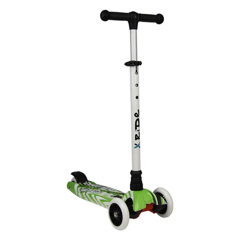 Trotineta copii, Bebe Stars, X-Ride, Pana la 50 Kg, Cu design ergonomic, Cu lumini LED, 3 ani+, Lime