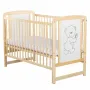 Patut din lemn bebe, 120x60 cm, Cu laterala culisanta, Din lemn de pin si mdf, Stabil si rezistent, Inaltime saltea reglabila pe 3 nivele, Laterala cu 3 bete detasabile, EN716-1, EN716-2, Natur, Babyneeds, Timmi - 5