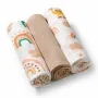 Set 3 scutece, BabyOno, Din muselina, Multifunctionale, Din bumbac, Dimensiune 70 x 70 cm, 0 luni+, Multicolor - 1