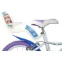 Bicicleta cu pedale, Dino Bikes, Craiasa Zapezii, Cu roti ajutatoare, Cu cosulet frontal, Cu scaunel pentru papusa, 14 inch, Pana la 50 kg, 4 ani+, Multicolor - 5
