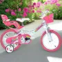 Bicicleta cu pedale, Dino Bikes, Unicorn, Cu roti ajutatoare, Cu cosulet frontal, Cu cosulet pentru papusi, 16 inch, Pana la 60 kg, 5 ani+, Multicolor - 4