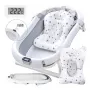 Cadita pliabila, Primabobo, Genua Premium, Cu termometru, dop si suport anatomic, Conform cu standardul european de securitate EN71, 80 x 50 x 22, Gri - 2
