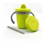 Canuta, Bbluv, Kup, 4 in 1 cu pai, manere si capac, Silicon, Fara BPA, 240 ml, Lime - 1