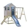 Casuta de gradina Grey Lodge cu platforma, tobogan si leagan (M24G), Wendi Toys - 1