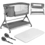 Patut co-sleeper, Lionelo, Leonie, Plus, Pliabil, Cu sistem de leganare, Cu setare unghiulara, Reglabil in 6 pozitii pe inaltime, Conform cu standardele europeane de securitate EN1130 si EN16890, Gri - 44