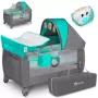 Patut pliant, Lionelo, Sven Plus, 120x60 cm, Cu doua nivele, Cu arcada jucarii, masuta de infasat, vibratii, melodii, conform cu standardele europeane de securitate EN716 si EN12221, Turcoaz/Gri - 6