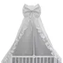 Baldachin, MimiNu, Pentru patut, Cu funda si volanas, 210x145 cm, Material certificat Oeko Tex Standard 100, Colectia Royal, Grey