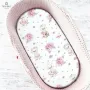 Cearceaf cu elastic, MimiNu, Pentru landou, carucior si cosulet, Dimensiune 80x35 cm, Din bumbac certificat Oeko Tex Standard 100, Design, Pink Ballerina