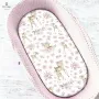 Cearceaf cu elastic, MimiNu, Pentru landou, carucior si cosulet, Dimensiune 80x35 cm, Din bumbac certificat Oeko Tex Standard 100, Sweet Deer Pink - 1