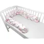 Protectie laterala, MimiNu, Pentru patut bebe, Tip Bumper impletit, Din bumbac, Din materiale certificate Oeko Tex Standard 100, Lungime 220 cm, Pink Ballerina