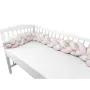 Protectie laterala, MimiNu, Pentru patut bebe, Tip Bumper impletit, Din bumbac, Din materiale certificate Oeko Tex Standard 100, Lungime 220 cm, Sweet Deer Pink - 4