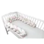 Protectie laterala, MimiNu, Pentru patut bebe, Tip Bumper impletit, Din bumbac, Din materiale certificate Oeko Tex Standard 100, Lungime 220 cm, Sweet Deer Pink - 1