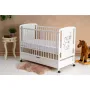 Patut din lemn bebe, 120x60 cm, Cu sertar, Din lemn de pin si mdf, Alb, Qmini, Timmi Elephant - 1