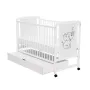 Patut din lemn bebe, 120x60 cm, Cu sertar, Din lemn de pin si mdf, Alb, Qmini, Timmi Elephant - 5