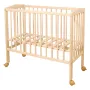 Patut co-sleeping Waldin, 90x55 cm, fag, vopsea certificata, roti, saltea, aparatoare incluse, laterala detasabila, natur - 4