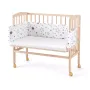 Patut pentru copii, Waldin, 2in1, 90 cm x 55 cm, lemn de fag, vopsea certificata, roti blocabile, laterala detasabila, co-sleeping, Saltea inclusa, Aparatoare laterala din bumbac, Natur, Cover, SMIX - 1